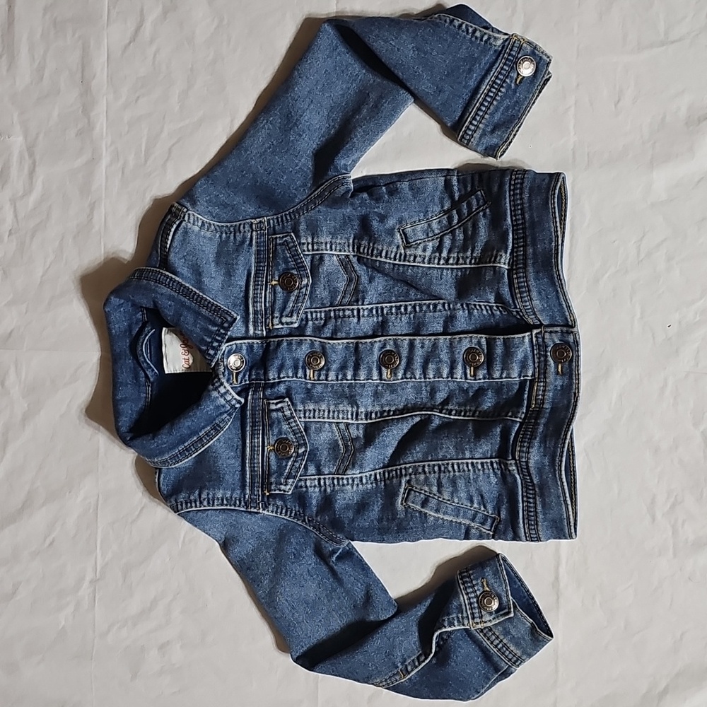 Cat & Jack Girls 3T Blue Faux Jean Jacket Used